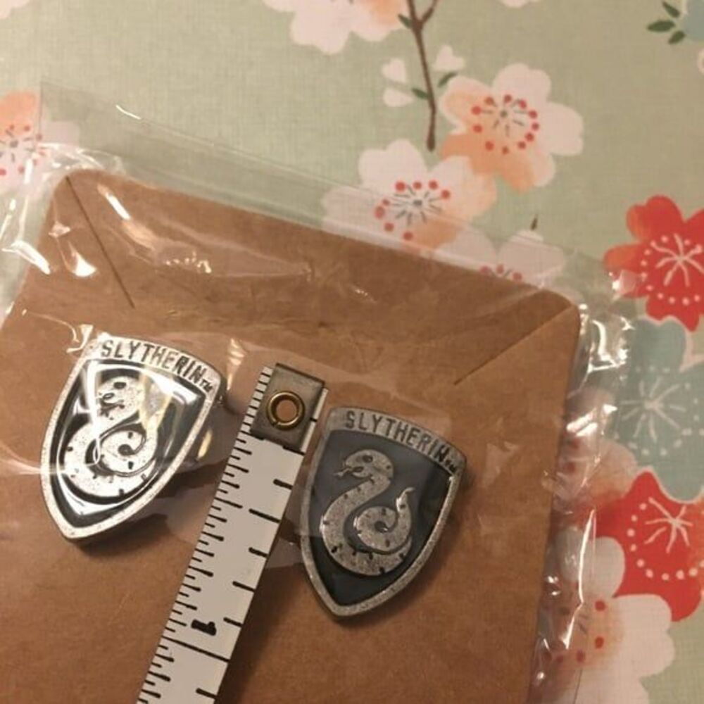 Harry Potter Slytherin Silver hardware black stud earrings Small minimalist New
